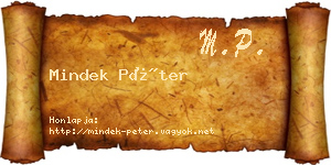 Mindek Péter névjegykártya